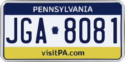 PA license plate JGA8081