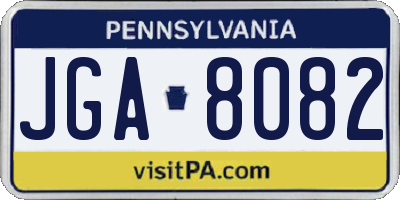 PA license plate JGA8082