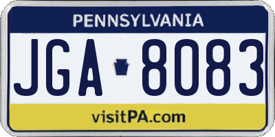 PA license plate JGA8083