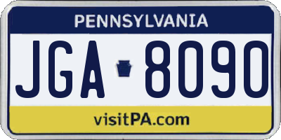 PA license plate JGA8090