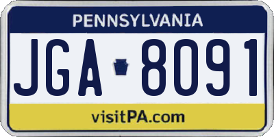 PA license plate JGA8091