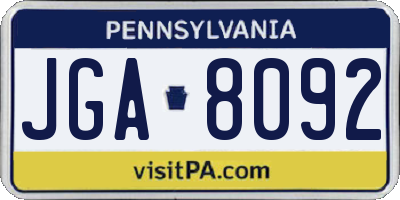PA license plate JGA8092