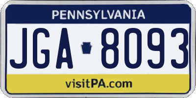 PA license plate JGA8093