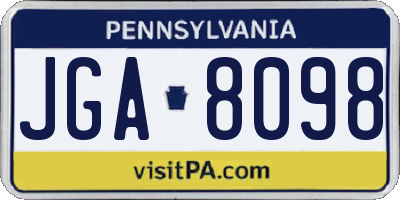 PA license plate JGA8098