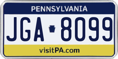 PA license plate JGA8099