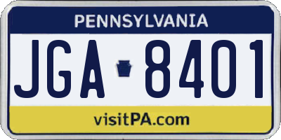 PA license plate JGA8401