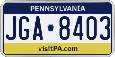 PA license plate JGA8403