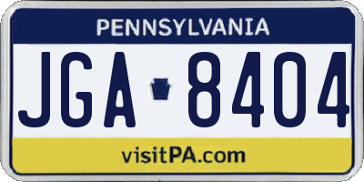 PA license plate JGA8404
