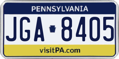 PA license plate JGA8405