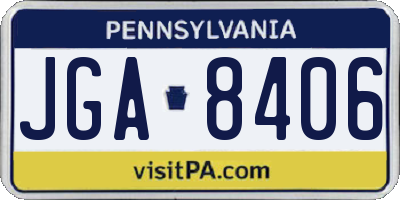 PA license plate JGA8406