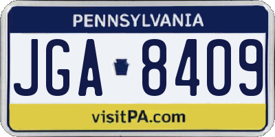 PA license plate JGA8409