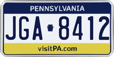 PA license plate JGA8412