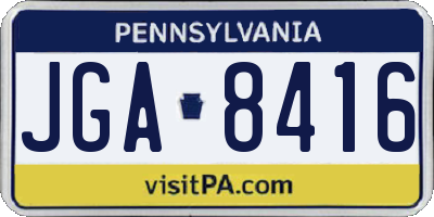 PA license plate JGA8416