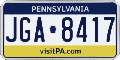 PA license plate JGA8417