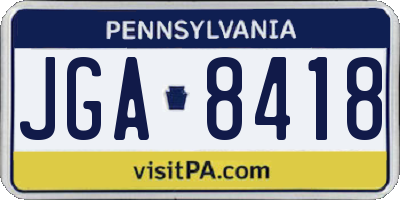 PA license plate JGA8418