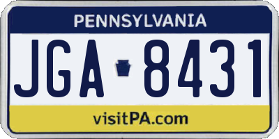 PA license plate JGA8431