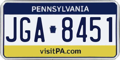PA license plate JGA8451