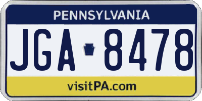 PA license plate JGA8478