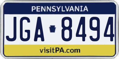 PA license plate JGA8494