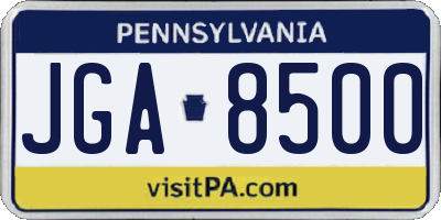 PA license plate JGA8500
