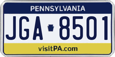 PA license plate JGA8501