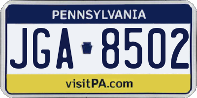PA license plate JGA8502