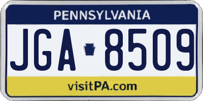 PA license plate JGA8509
