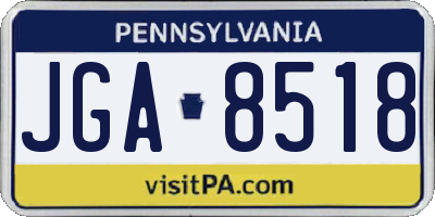 PA license plate JGA8518