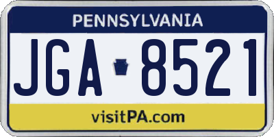 PA license plate JGA8521