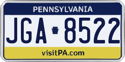PA license plate JGA8522