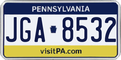 PA license plate JGA8532