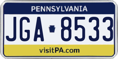 PA license plate JGA8533