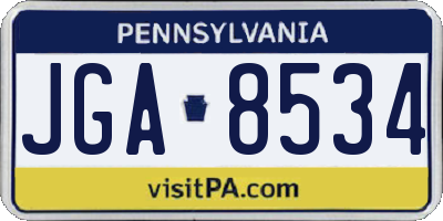 PA license plate JGA8534