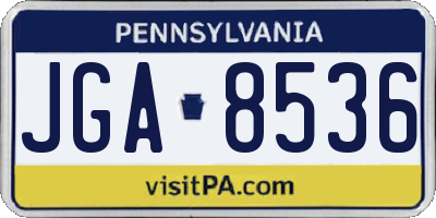PA license plate JGA8536