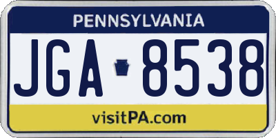 PA license plate JGA8538