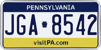 PA license plate JGA8542