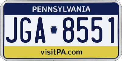 PA license plate JGA8551