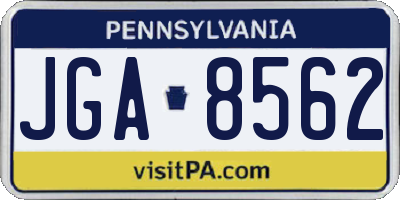 PA license plate JGA8562