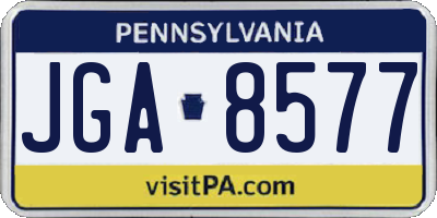 PA license plate JGA8577
