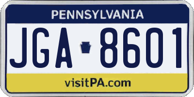 PA license plate JGA8601