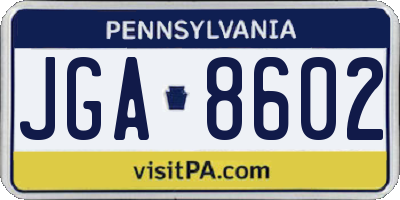 PA license plate JGA8602