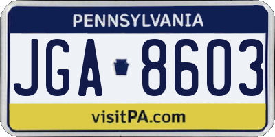 PA license plate JGA8603