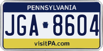 PA license plate JGA8604