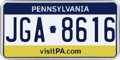 PA license plate JGA8616