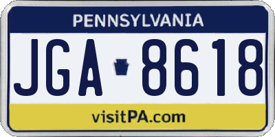 PA license plate JGA8618