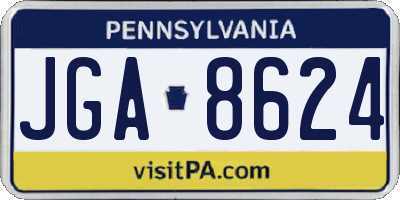 PA license plate JGA8624