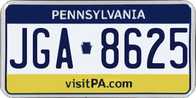 PA license plate JGA8625