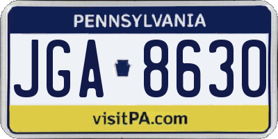 PA license plate JGA8630