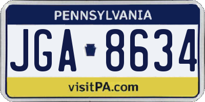 PA license plate JGA8634