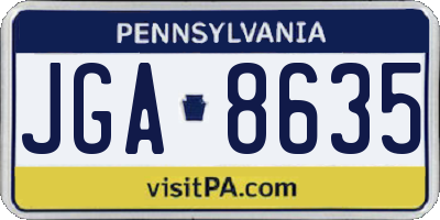 PA license plate JGA8635